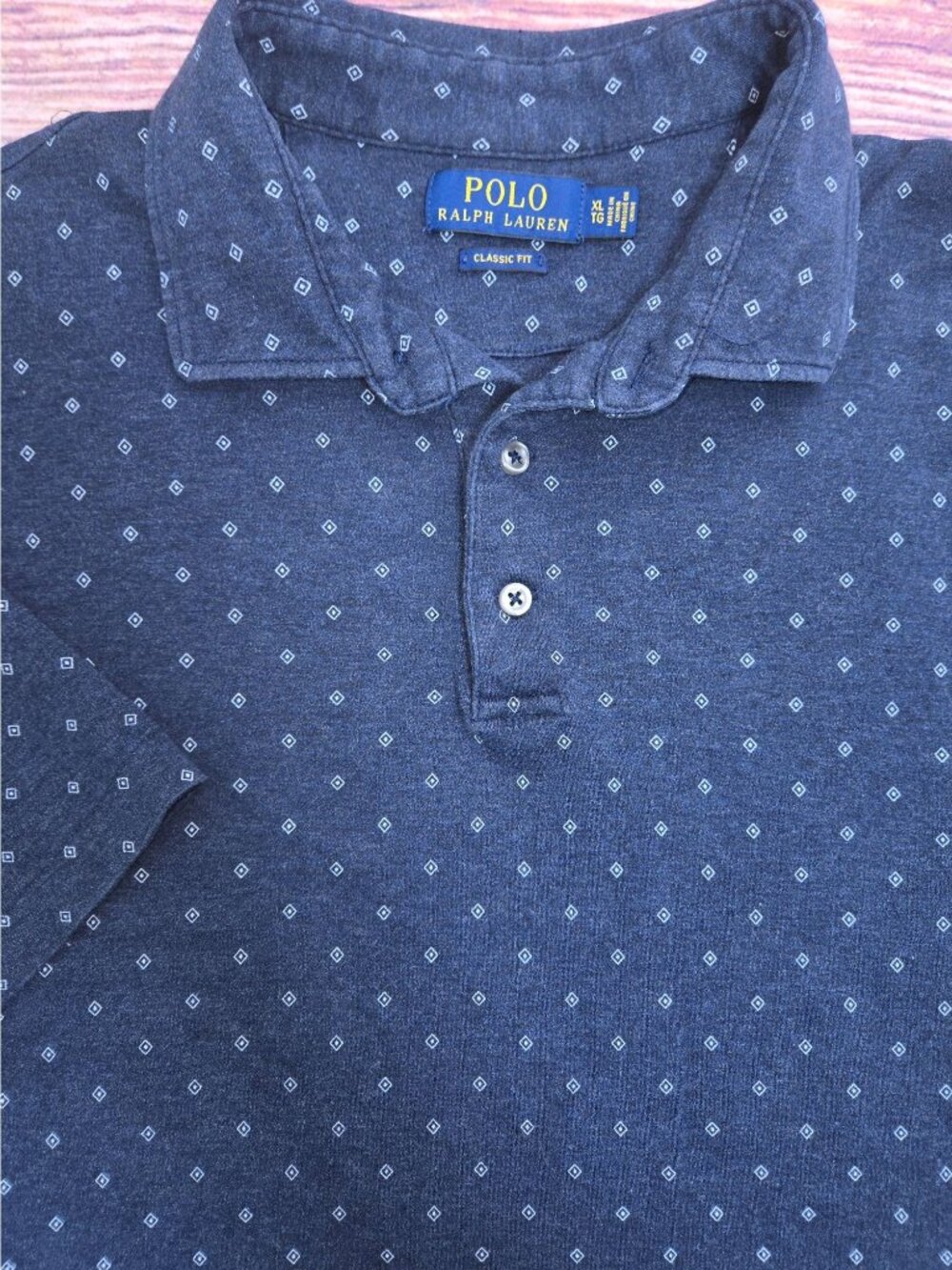 Polo Ralph Lauren Classic Fit Navy Diamond Print Polo XL